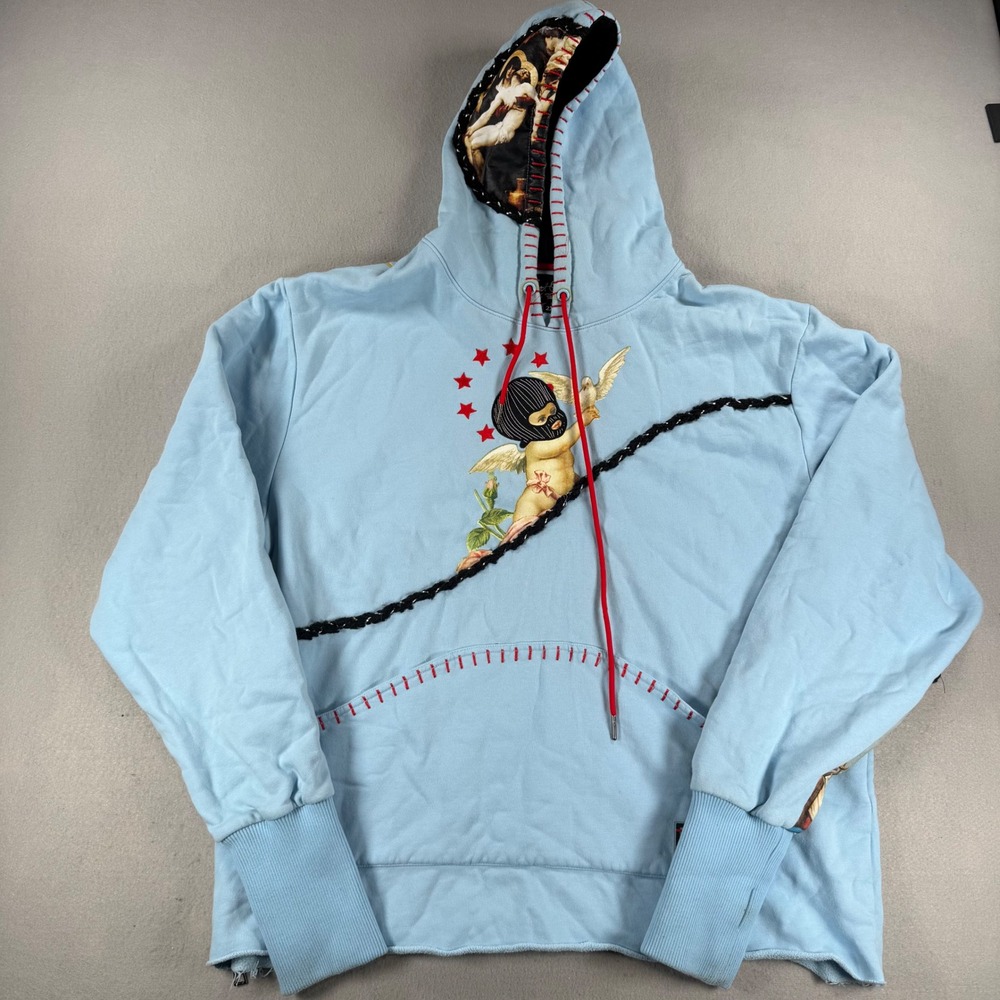Y2K Dear Sins Light Blue Graphic Hoodie Renaissance Art Cherub Streetwear 2X